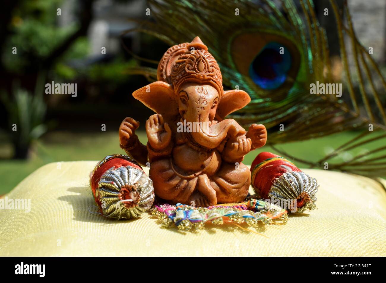 Beautiful lord Ganesha idol worshipped during Ganesh chaturthi ...