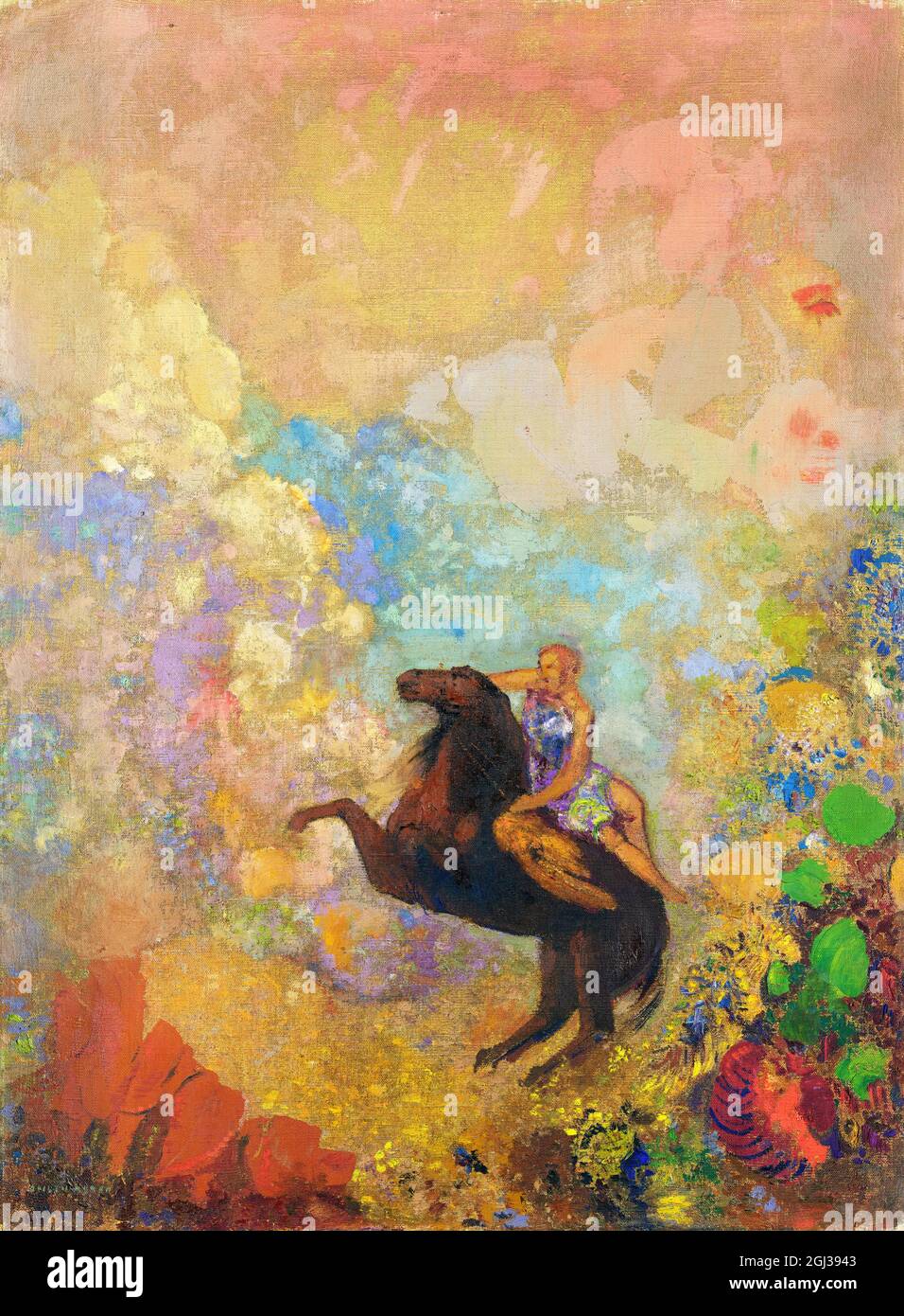 Muse on Pegasus by Odilon Redon (1840-1916), oil on canvas, 1907-10 Stock Photo