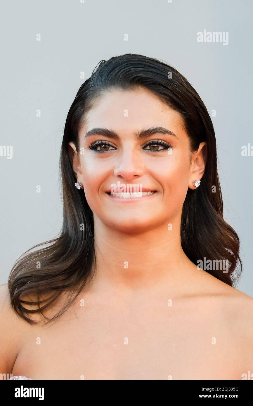 The Palazzo del Cinema, Lido di Venezia, Venice, Italy. 8th Sep, 2021. Aurora Giovinazzo poses on the red carpet for FREAKS OUT during the 78th Venice International Film Festival. Picture by Credit: Julie Edwards/Alamy Live News Stock Photo