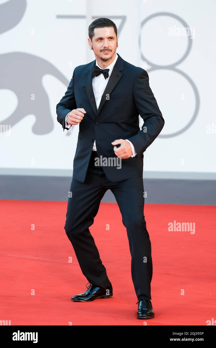 The Palazzo del Cinema, Lido di Venezia, Venice, Italy. 8th Sep, 2021. Gabriele Mainetti poses on the red carpet for FREAKS OUT during the 78th Venice International Film Festival. Picture by Credit: Julie Edwards/Alamy Live News Stock Photo