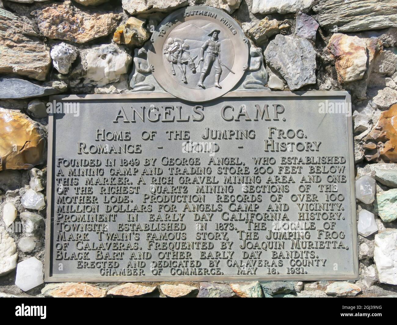 Historic Plaque Angels Camp, California Stock Photo Alamy