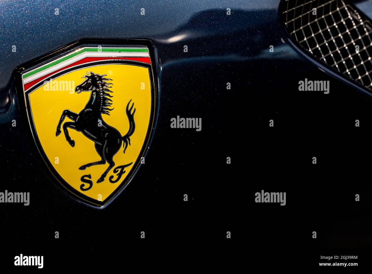Ferrari’s prancing horse Shield Badge Stock Photo Alamy