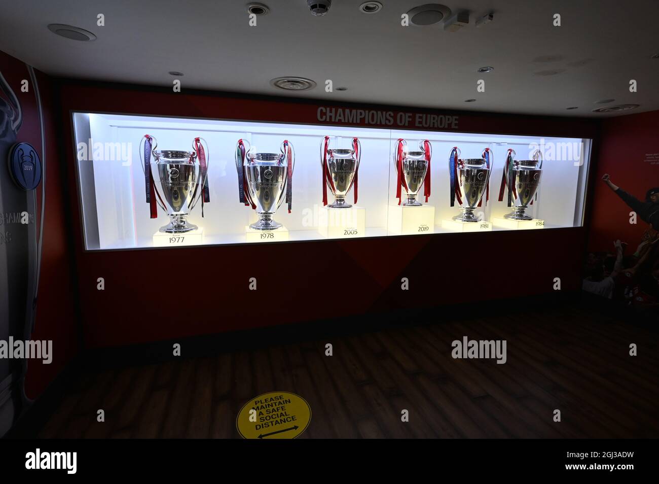 European cups at Anfield Liverpool Stock Photo Alamy