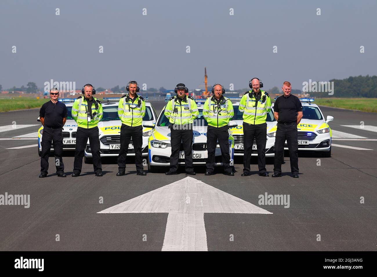 West Yorkshire Police Driver Training unit at Leeds East Airport while Tactical Pursuit And Containment training(TPAC) Stock Photo