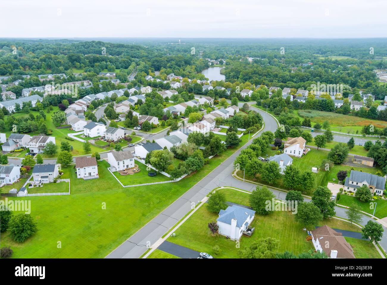 Aerial view of single family homes, a residential district East ...