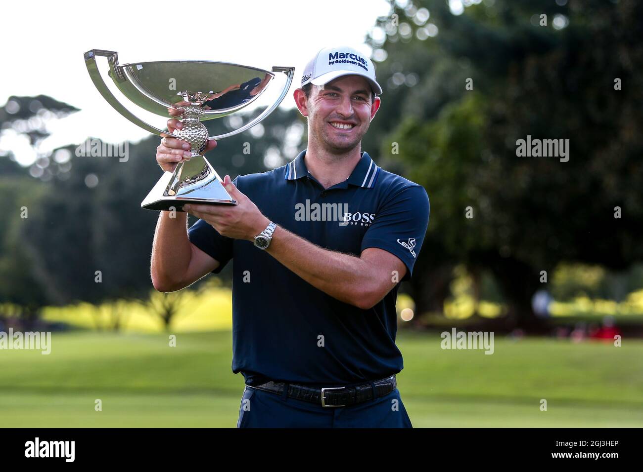 Atlanta, USA. 5th Sep, 2021. Patrick Cantlay holds the trophy