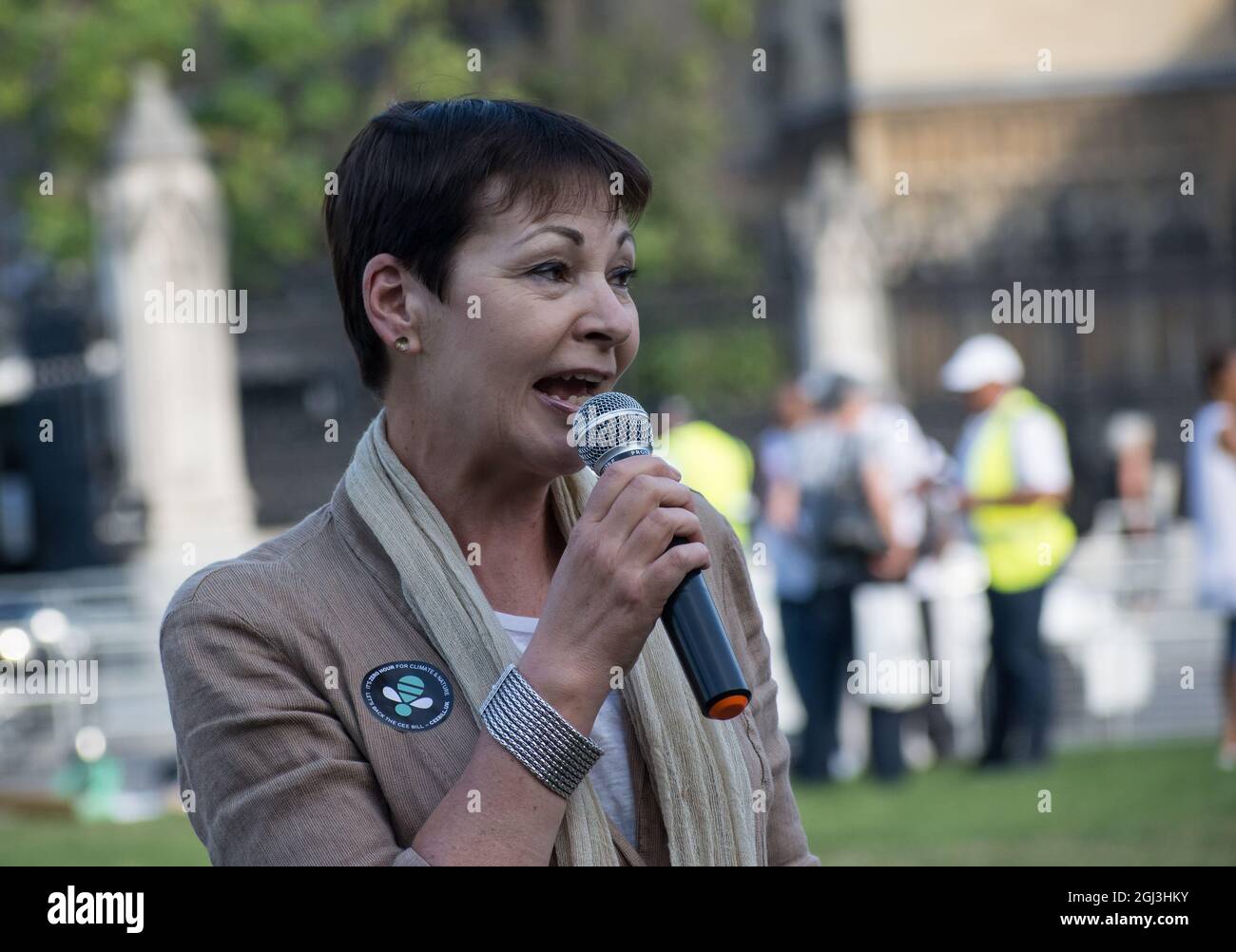 London, UK . 8th Sep 2021. MP Caroline Lucus attended Zero Hour Children's Lobby at Parliament square, London, UK on 2021-09-08. Credit: Picture Capital/Alamy Live News Stock Photo