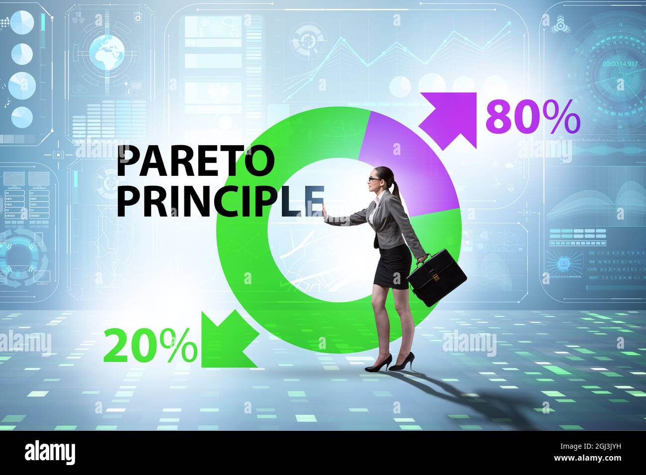 Businesswoman in the pareto rule illustration Stock Photo - Alamy - Pareto Rule In Resume Building
