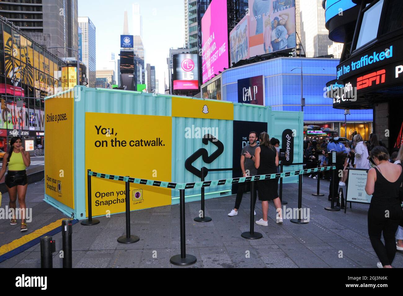 Atmosphere at the Bretman Rock NYFW Kick Off in Times Square. Crocs and JD Sports Release Limited Edition Exclusive Drops at Afterpay Times Square Experience with Bretman Rock in New York City US