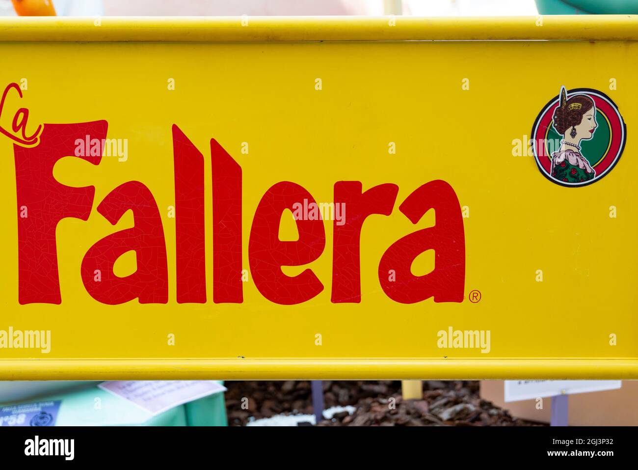 A La Fallera logo seen during the Fallas festival in Valencia. (Photo ...