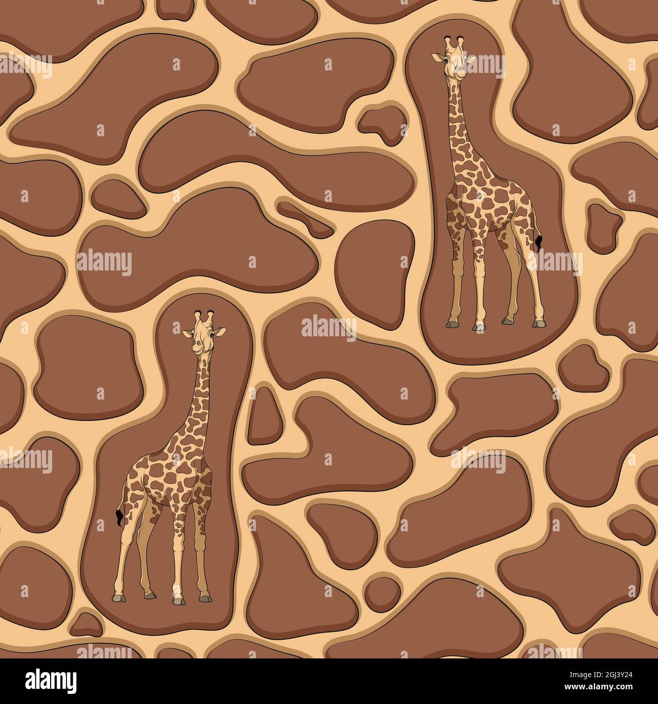 Seamless pattern with a giraffe and texture of the stains on the skin. Vector illustration. Stock Vector