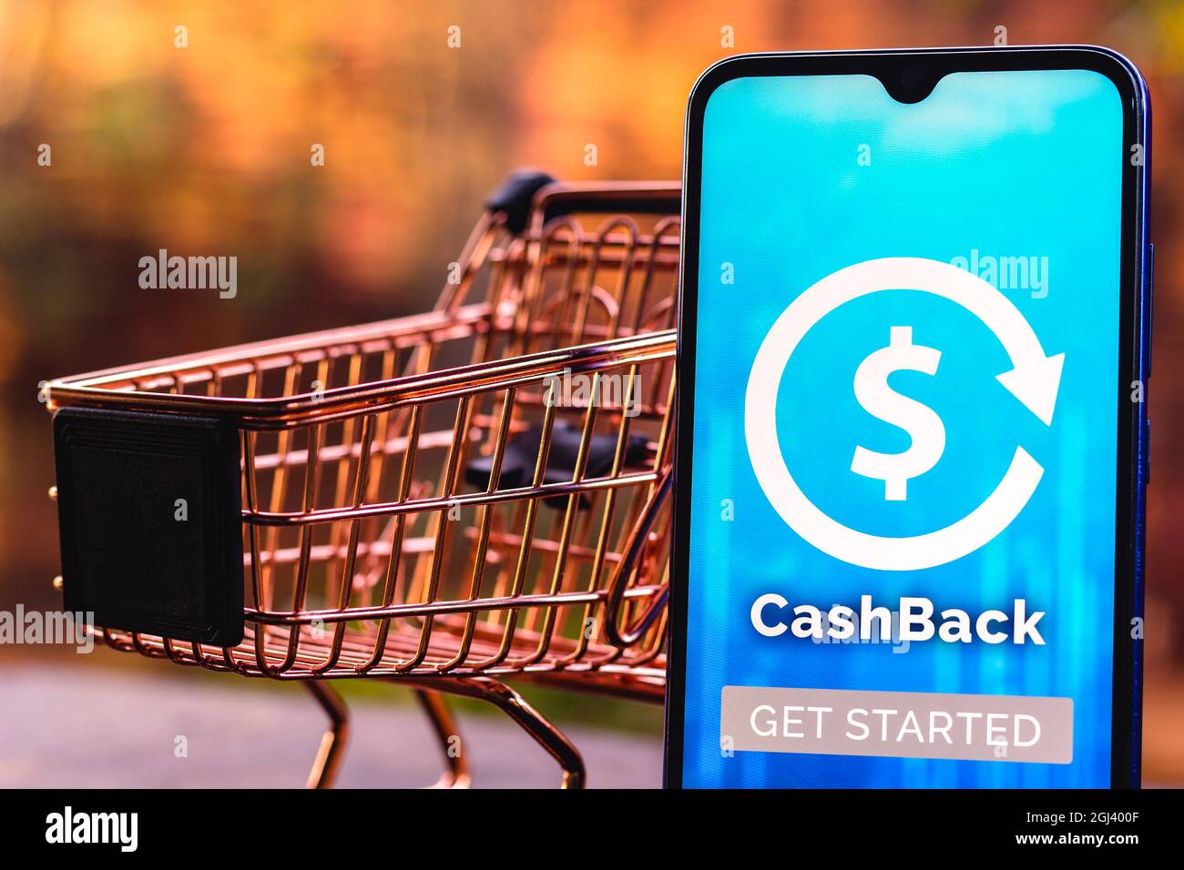 In This Photo Illustration A Cashback Reward Program Logo Seen Displayed On A Smartphone Along With A Shopping Cart Photo By Rafael Henrique Sopa Images Sipa Usa Stock Photo Alamy