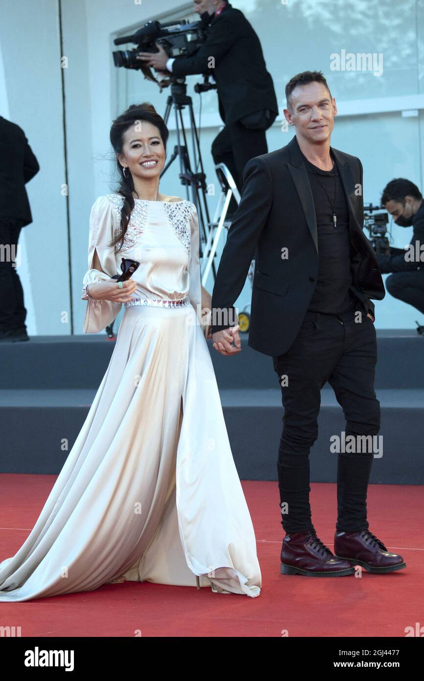 Venice, Italy. 8th Sep 2021. Mara Lane and Jonathan Rhys Meyers attending the Freaks Out Premiere as part of the 78th Venice International Film Festival in Venice, Italy on September 08, 2021. Photo by Aurore Marechal/ABACAPRESS.COM Credit: Abaca Press/Alamy Live News Stock Photo