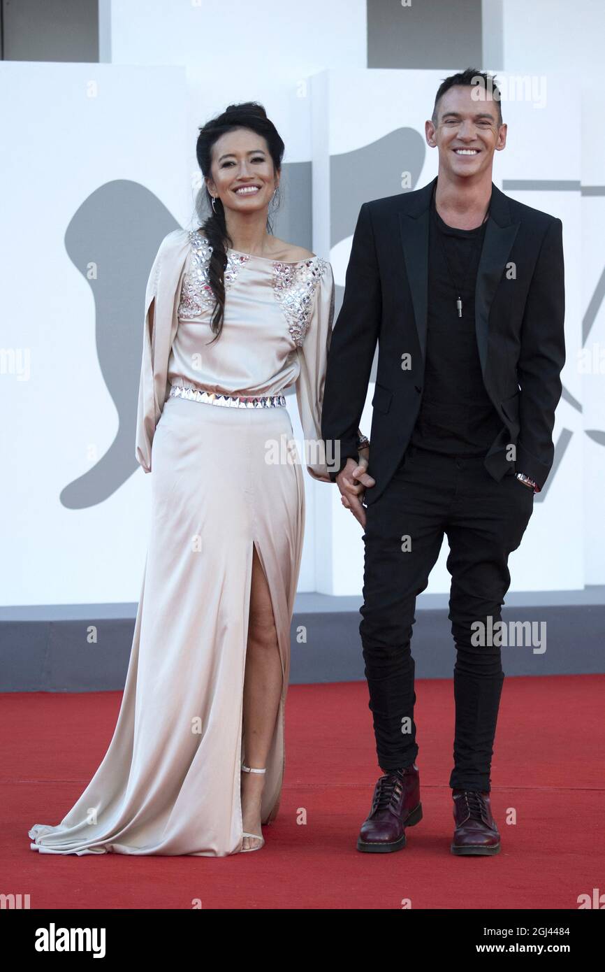 Venice, Italy. 8th Sep 2021. Mara Lane and Jonathan Rhys Meyers attending the Freaks Out Premiere as part of the 78th Venice International Film Festival in Venice, Italy on September 08, 2021. Photo by Aurore Marechal/ABACAPRESS.COM Credit: Abaca Press/Alamy Live News Stock Photo