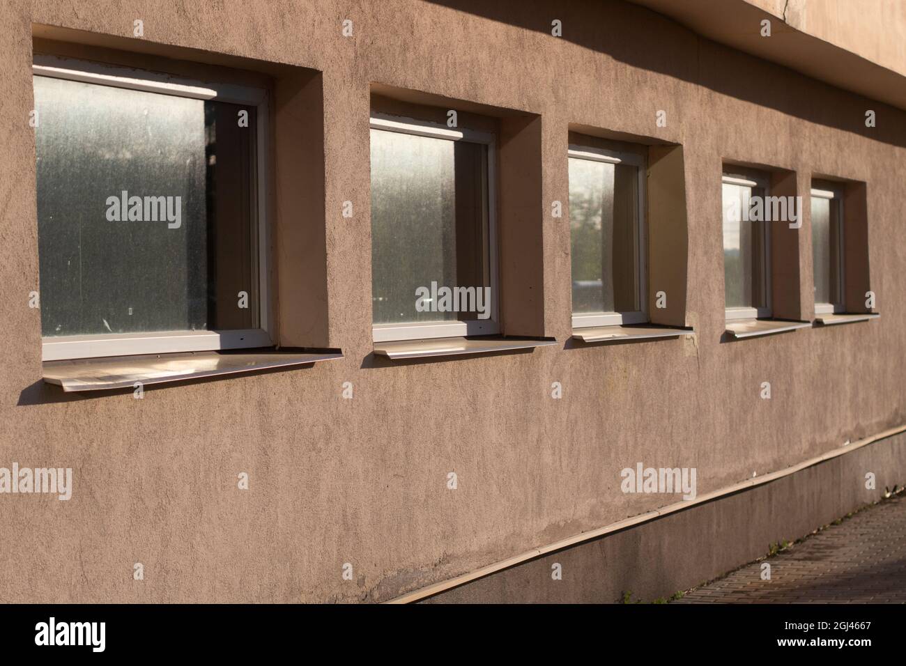 Windows in the building. Windows in the wall. Plastic window openings ...
