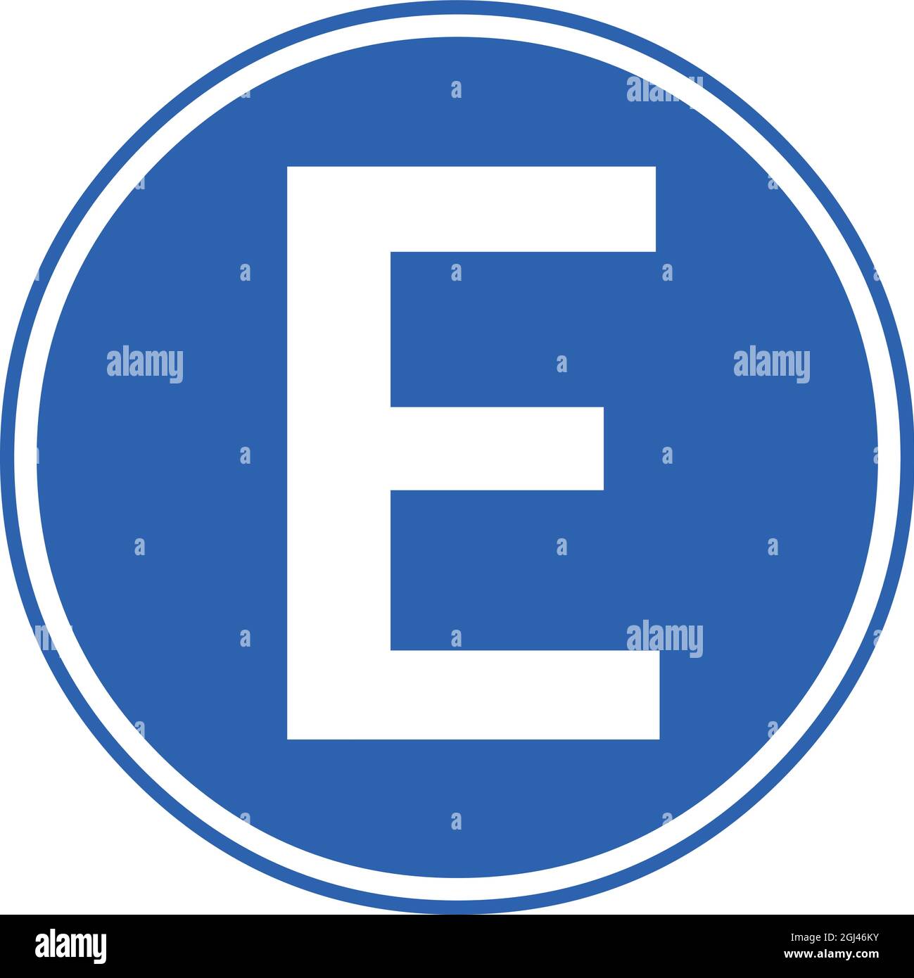 Vector illustration of traffic sign parking, with the letter E of the Spanish language or Hispanic america language Stock Vector