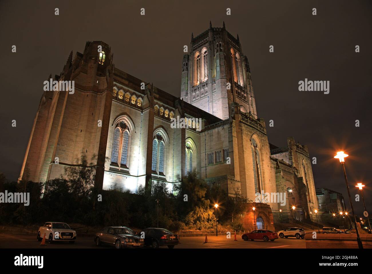 Anglican Cathedral At Night, Liverpool Stock Photo