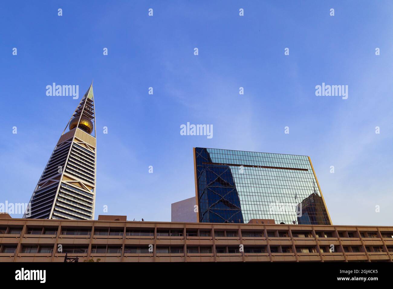 Riyadh, Saudi Arabia - July 14 2021,  Tower - Al Faisaliyah Center Tower - landmark Stock Photo