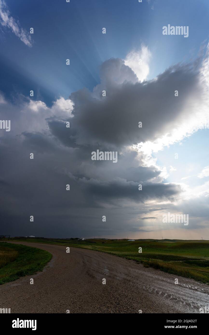 Prairie Storm Canada Summer time clouds warning Stock Photo