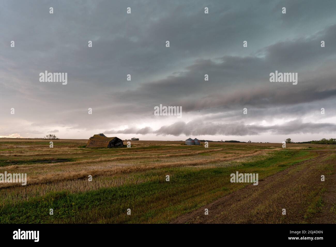 Prairie Storm Canada Summer time clouds warning Stock Photo
