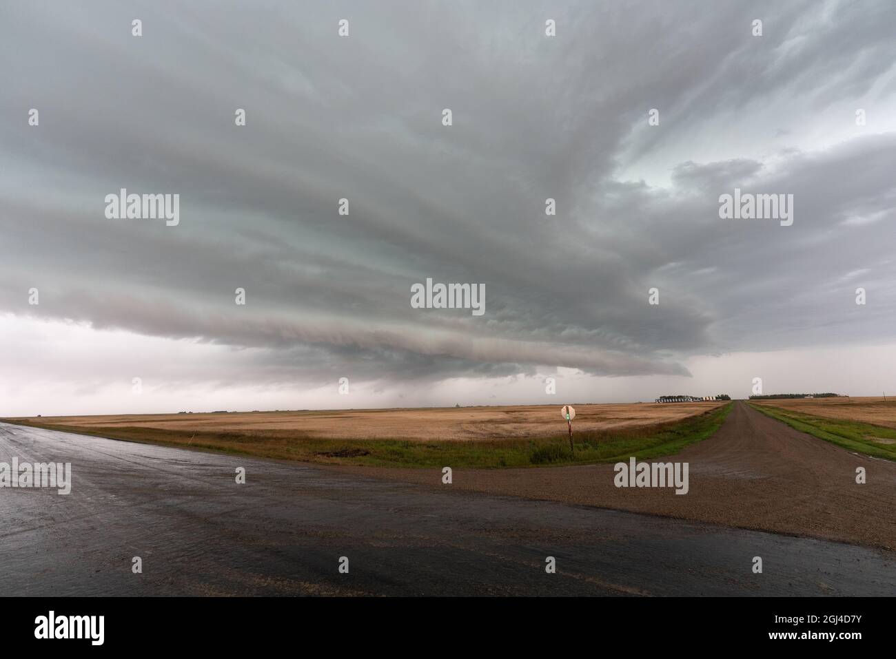 Prairie Storm Canada Summer time clouds warning Stock Photo
