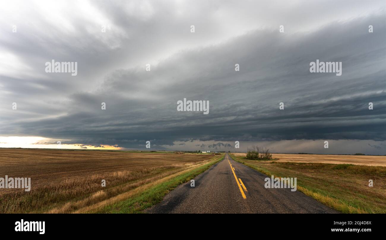 Prairie Storm Canada Summer time clouds warning Stock Photo