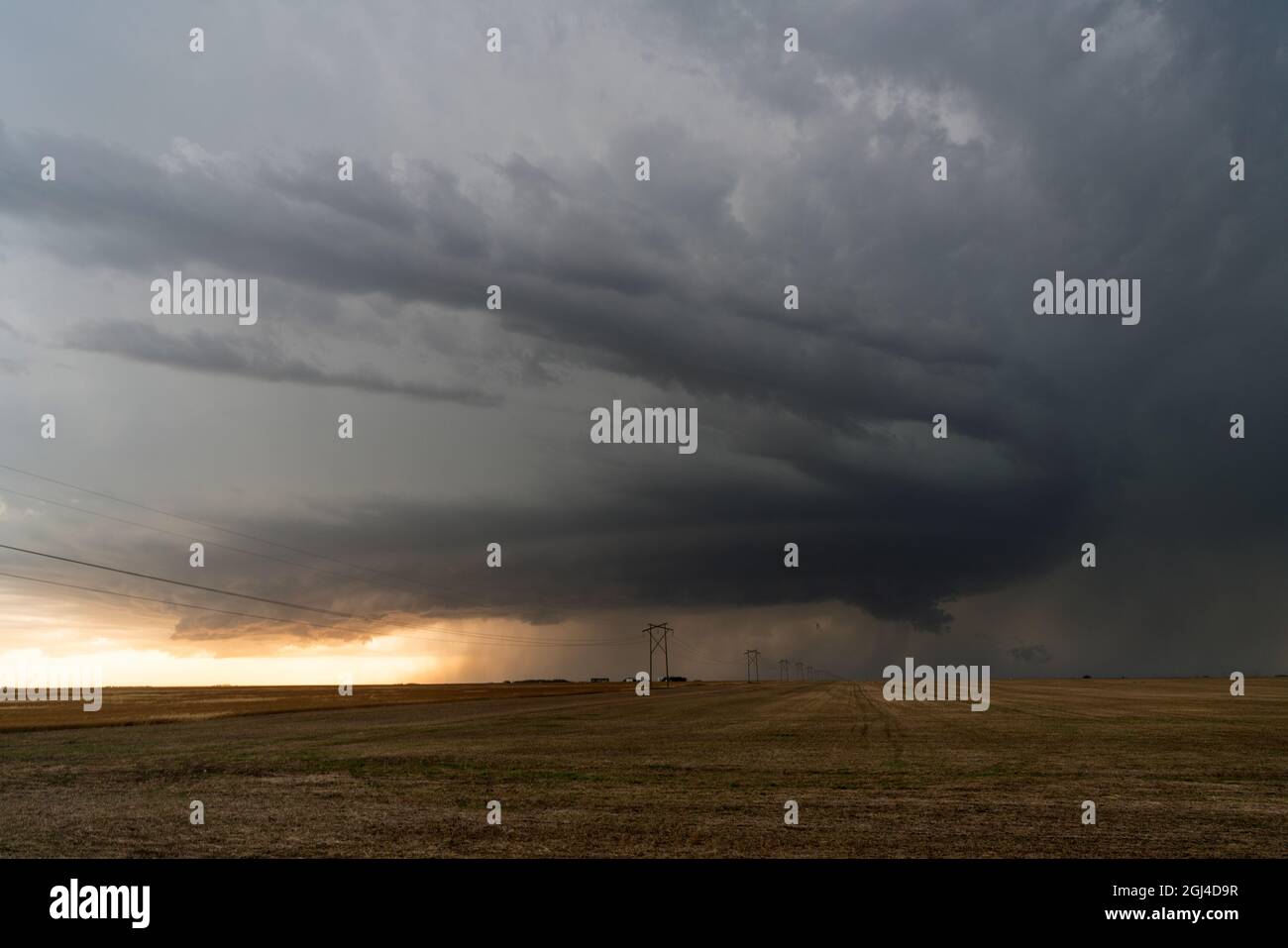 Prairie Storm Canada Summer time clouds warning Stock Photo