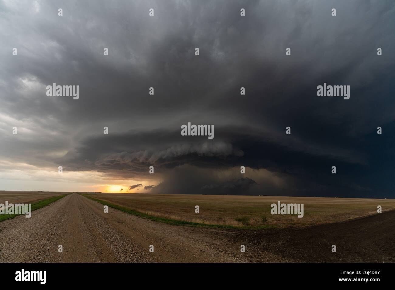 Prairie Storm Canada Summer time clouds warning Stock Photo