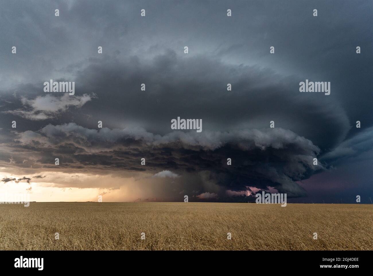 Prairie Storm Canada Summer time clouds warning Stock Photo