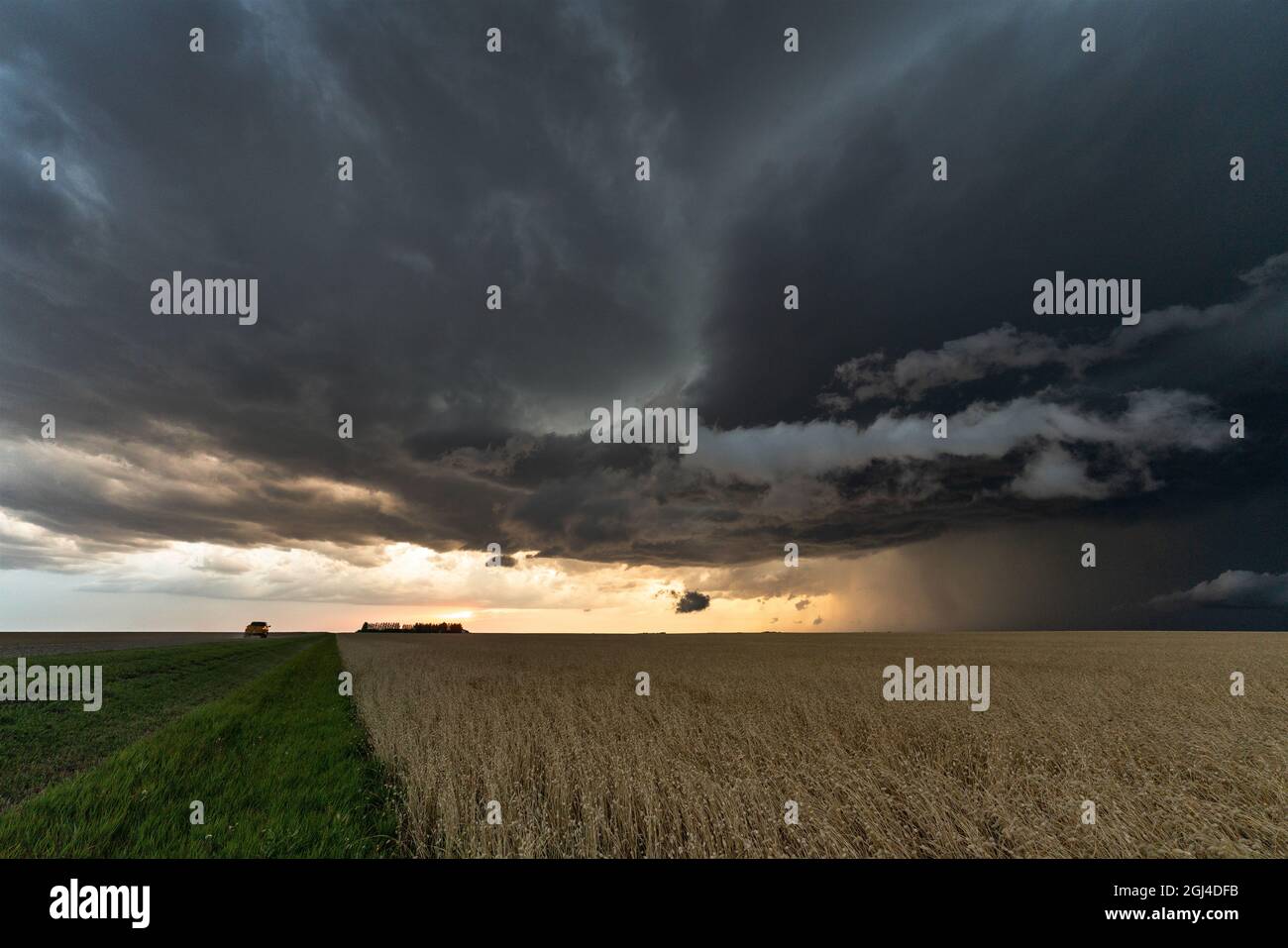 Prairie Storm Canada Summer time clouds warning Stock Photo