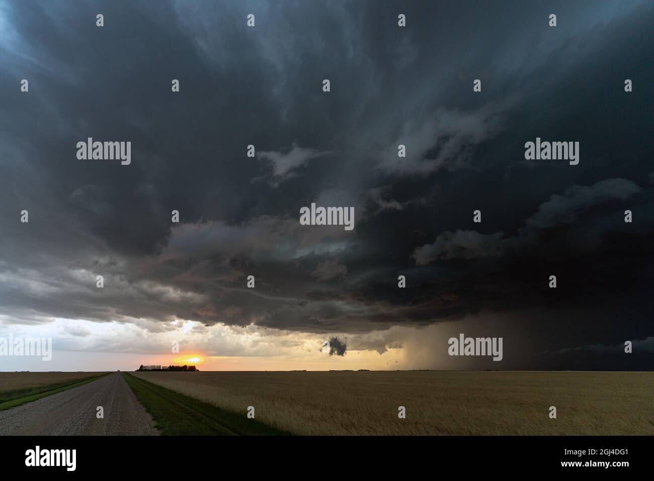 Prairie Storm Canada Summer time clouds warning Stock Photo