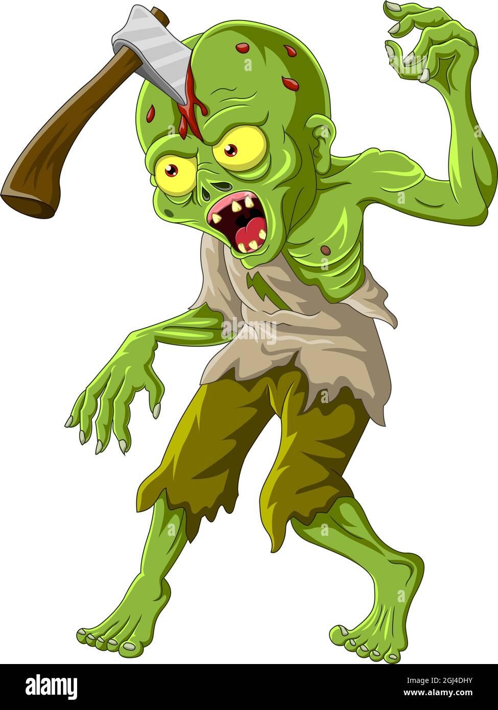 Cartoon zombie with axe in his head Stock Vector Image & Art Alamy