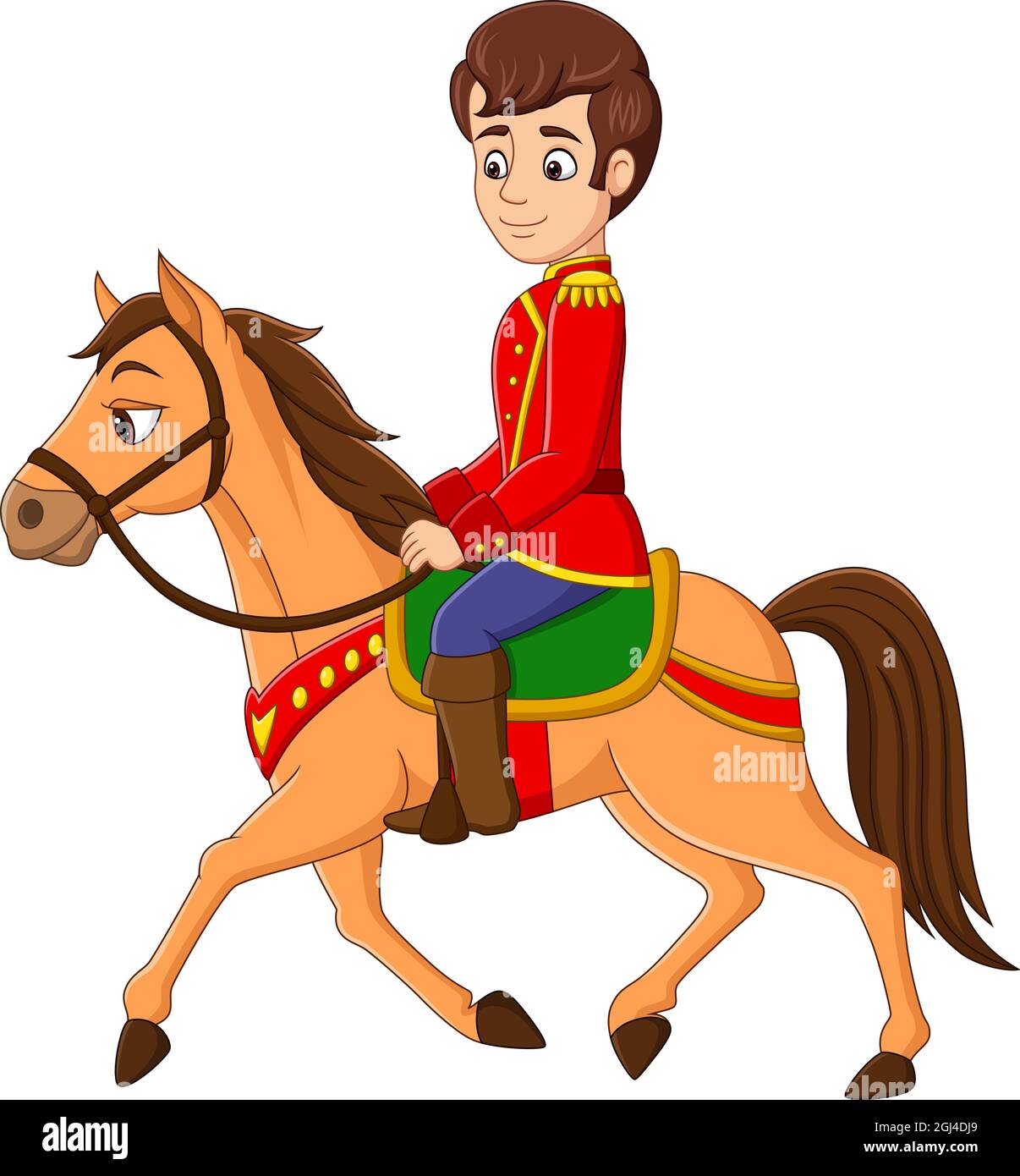 Cartoon prince riding on a horse Stock Vector