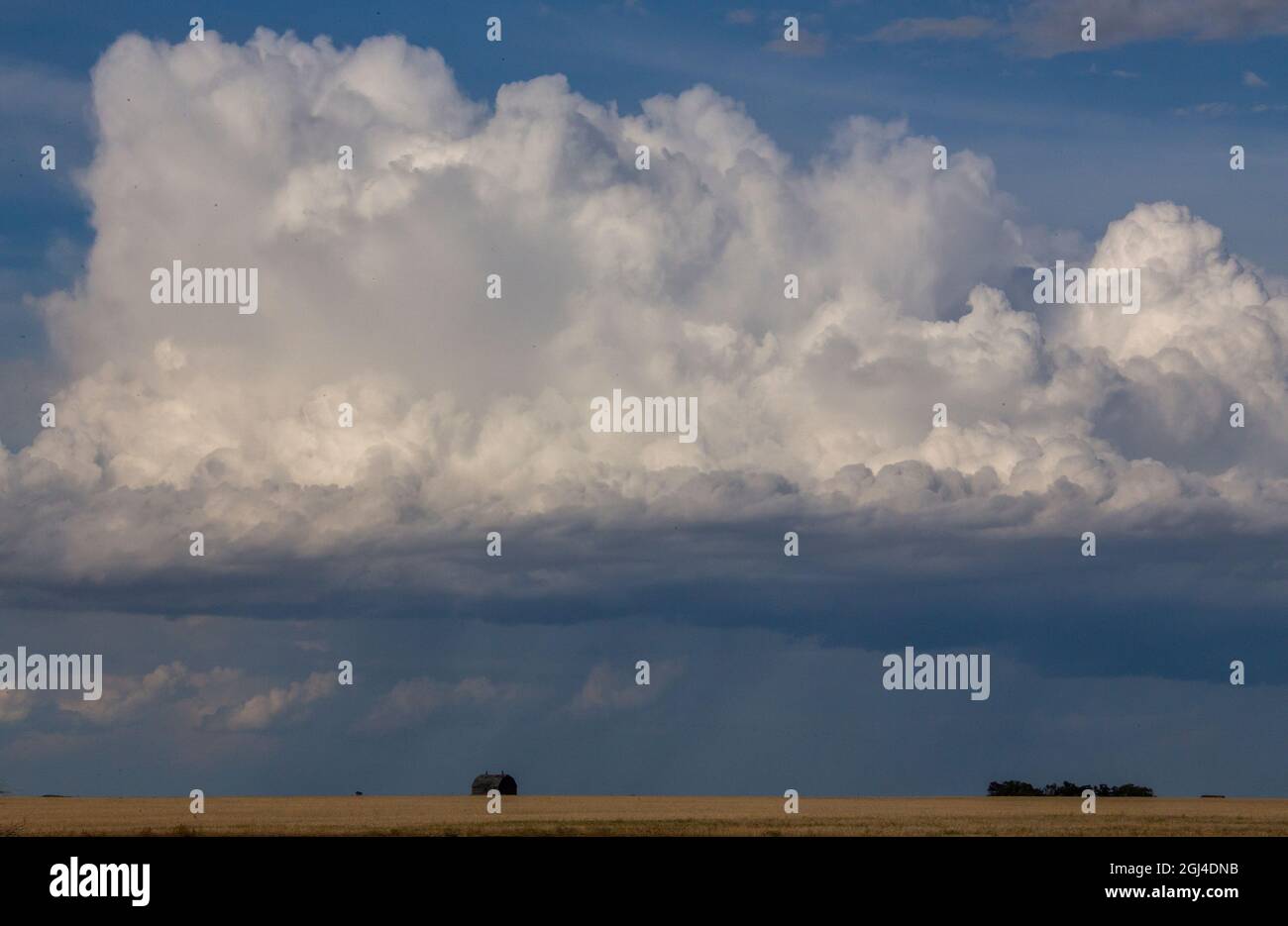 Prairie Storm Canada Summer time clouds warning Stock Photo