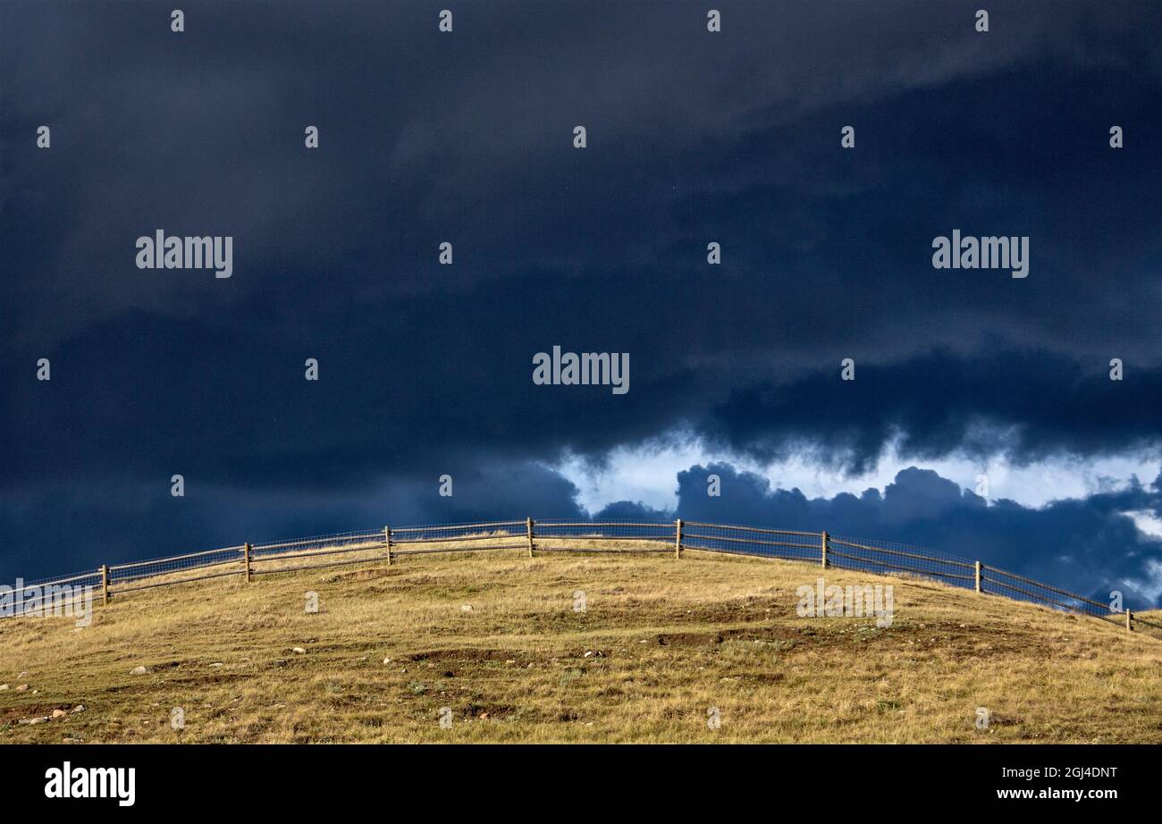 Prairie Storm Canada Summer time clouds warning Stock Photo