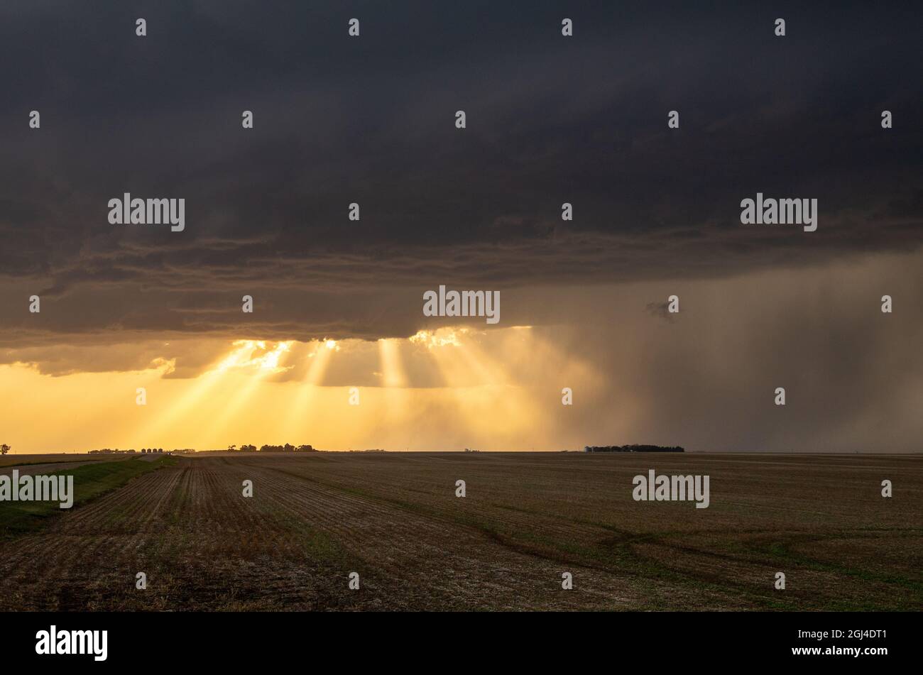 Prairie Storm Canada Summer time clouds warning Stock Photo