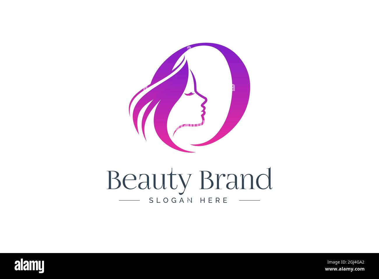 Letter O beauty logo design. Woman face silhouette isolated on letter O ...