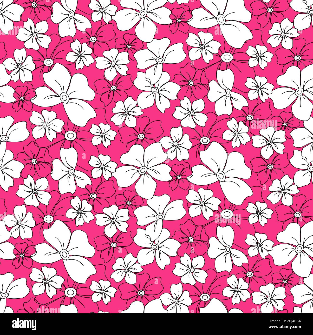 Pattern with white flowers on a pink background. Vector illustration ...