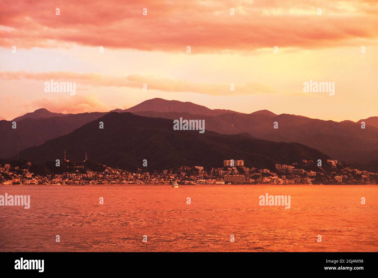 Sunset at Puerto Vallarta Mexico Stock Photo