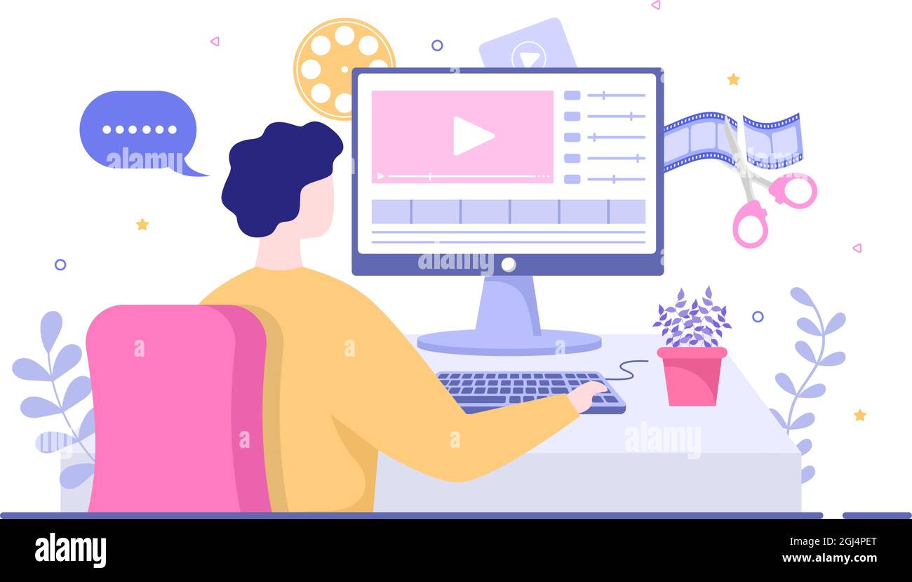 Content Creator Background Vector Illustration of Freelancer Blogger