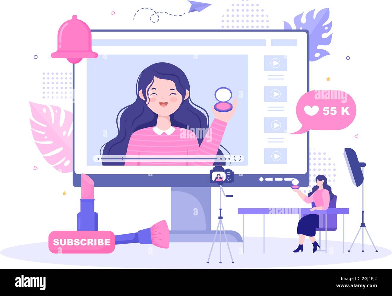 Beauty Blogger Content Creator Background of Recording Makeup Tutorial ...