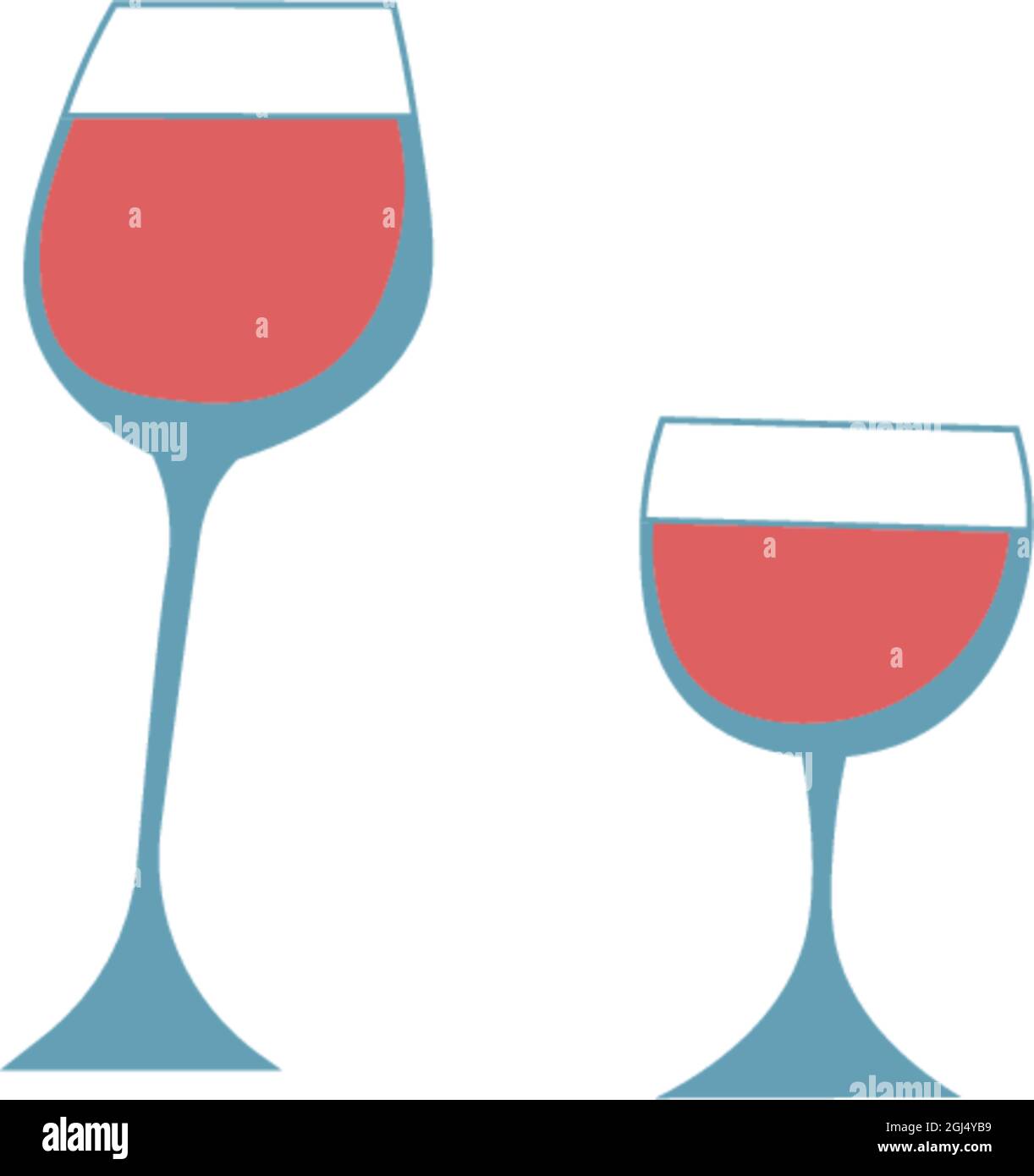 Wine glasses with alcoholic beverage poured vector Stock Vector