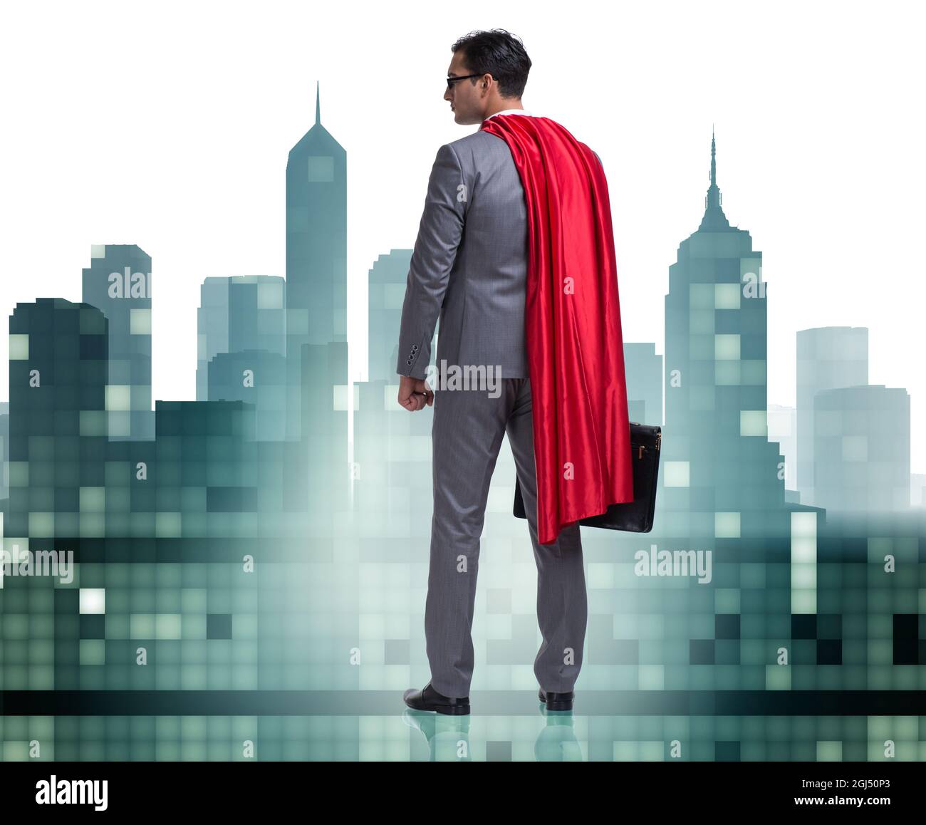 The businessman in superhero concept with red cover Stock Photo - Alamy