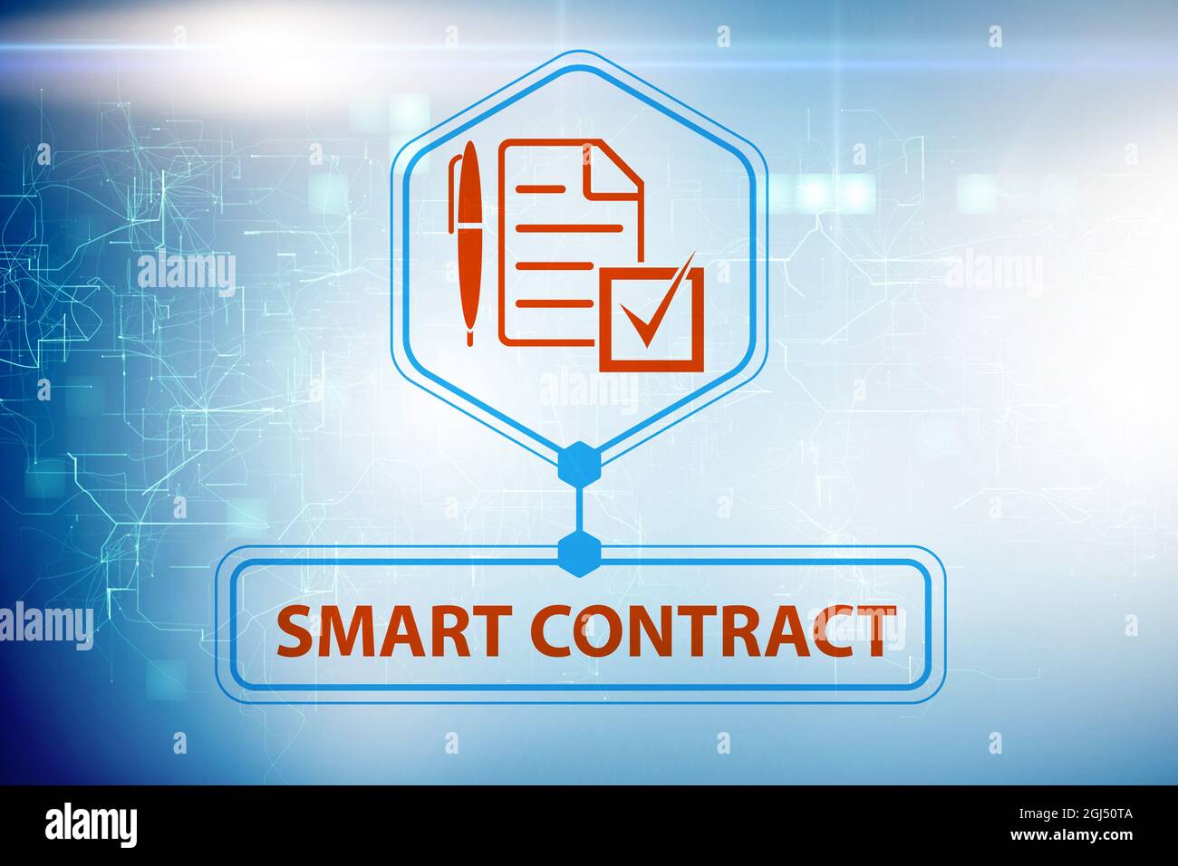 Smart contract as the illustration of blockchain concept Stock Photo ...