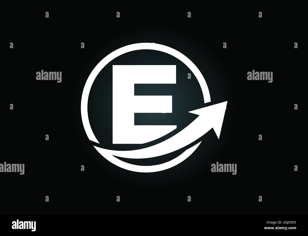 Initial E monogram alphabet symbol design incorporated with the arrow ...