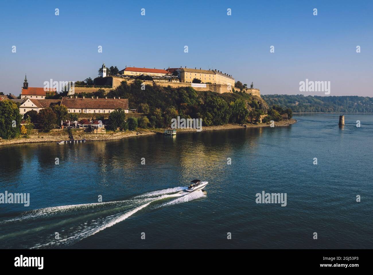 Petrovaradin Fortress on Danube River Stock Photo