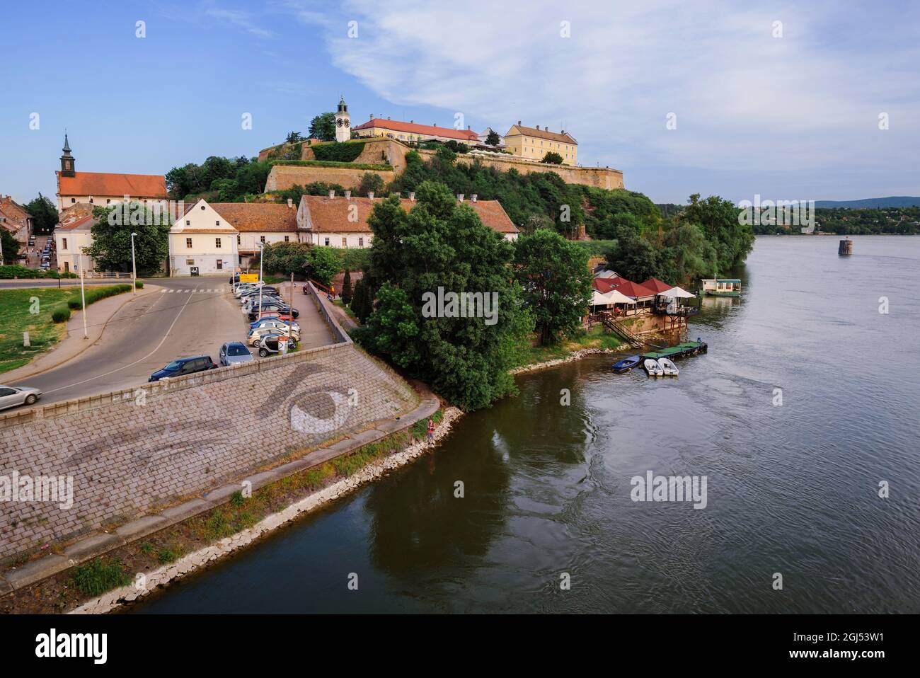 Petrovaradin Fortress on Danube River Stock Photo
