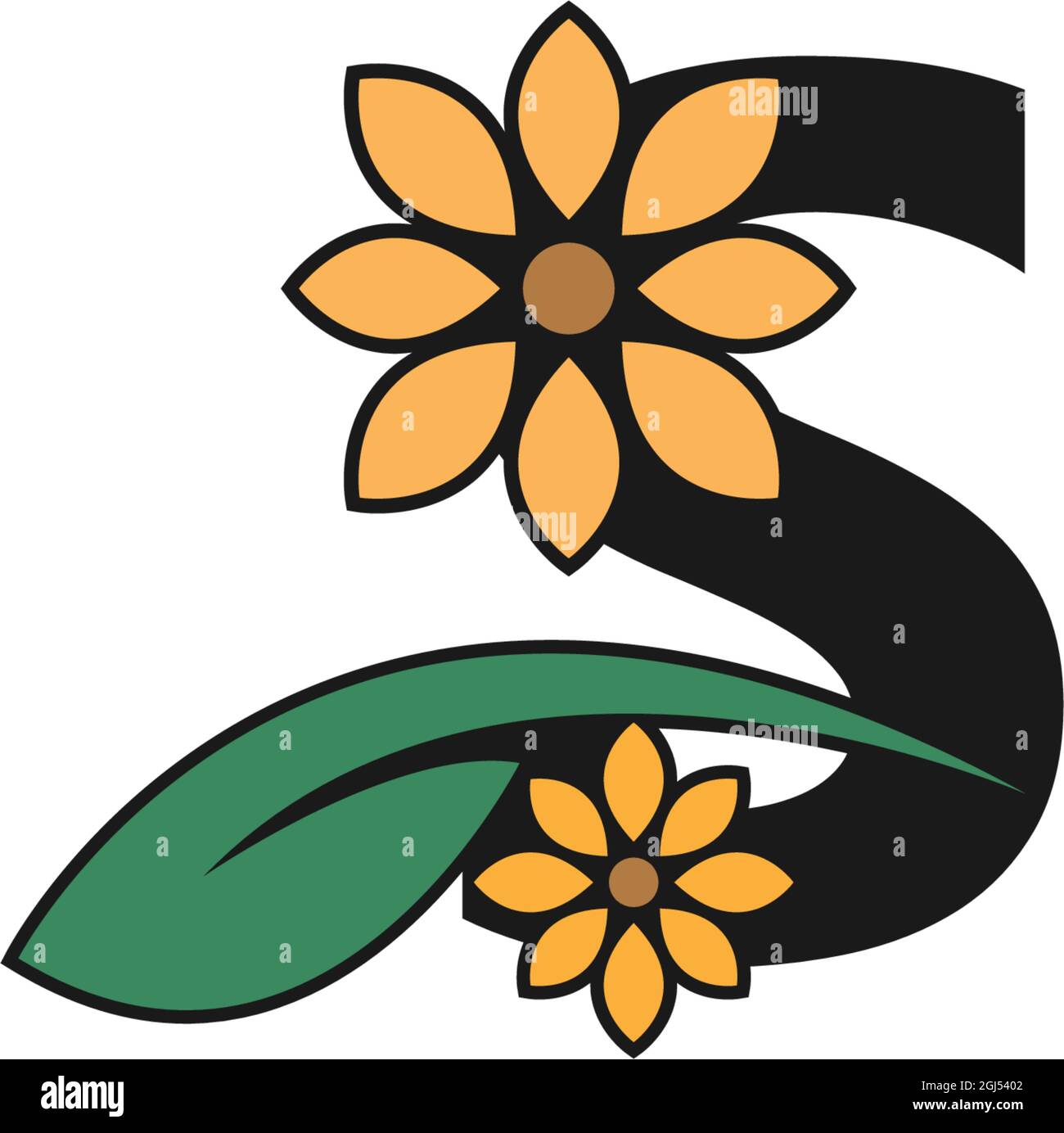 a letter with flowers icon logo design vector template Stock Vector