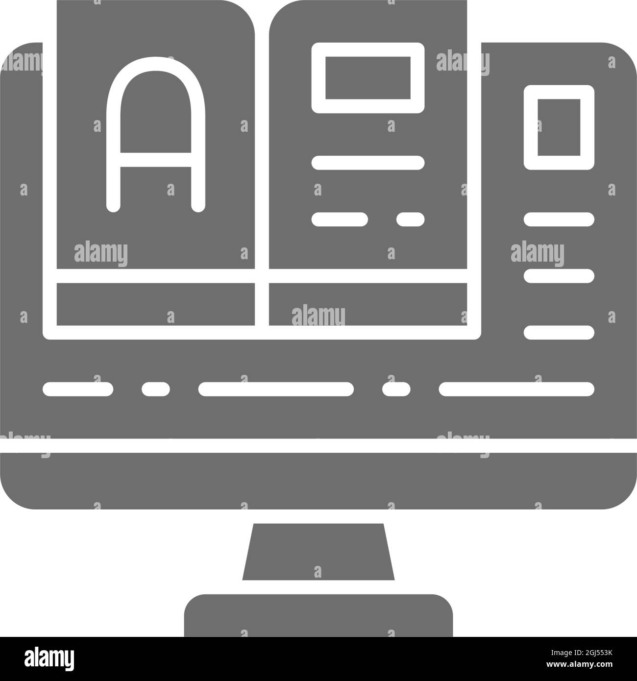 Online education, monitor with book grey icon Stock Vector Image & Art ...