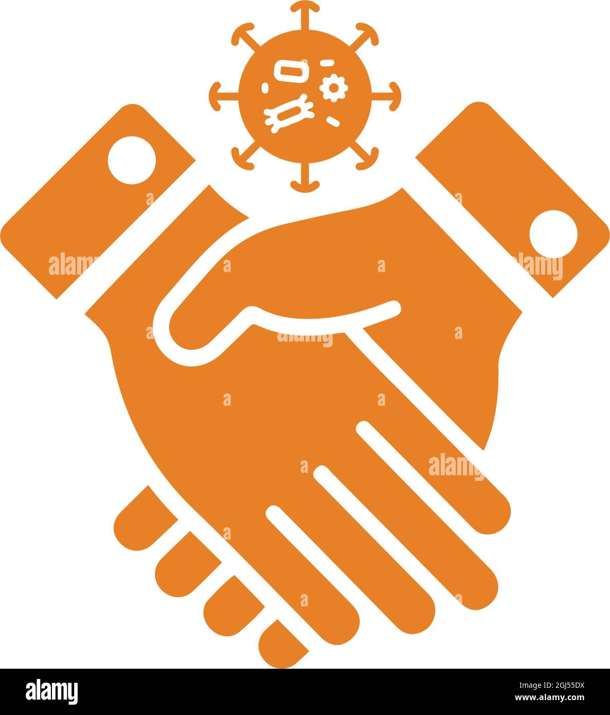 Contagion, coronavirus, handshake icon is isolated on white background ...